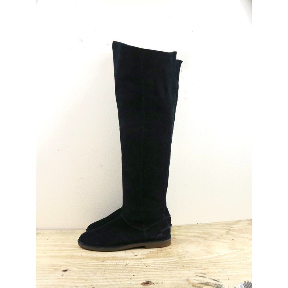 UGG Boots Womens 7 Black Suede Loma Over the Knee Zip Riding Shoes